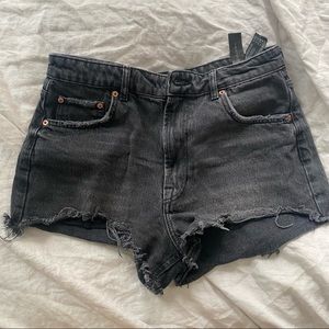 Zara High Waisted Black Denim Shorts